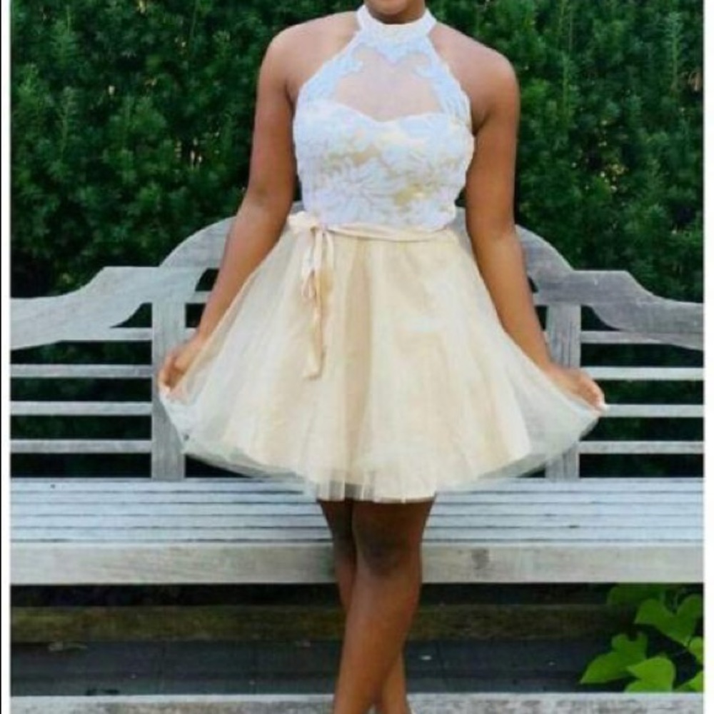 Gold and White Formal Dress